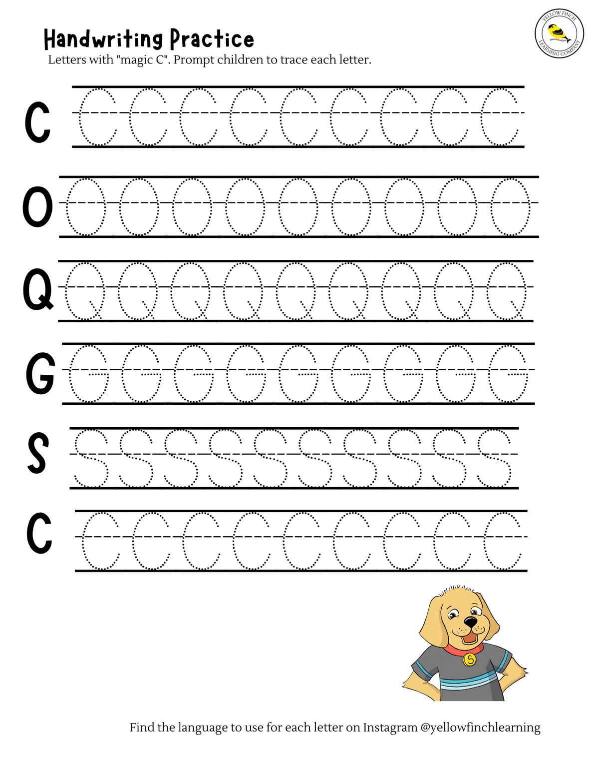 Magic Writing Practice Handwriting Practice Magic C- FREE DOWNLOAD – Yellow Finch Learning